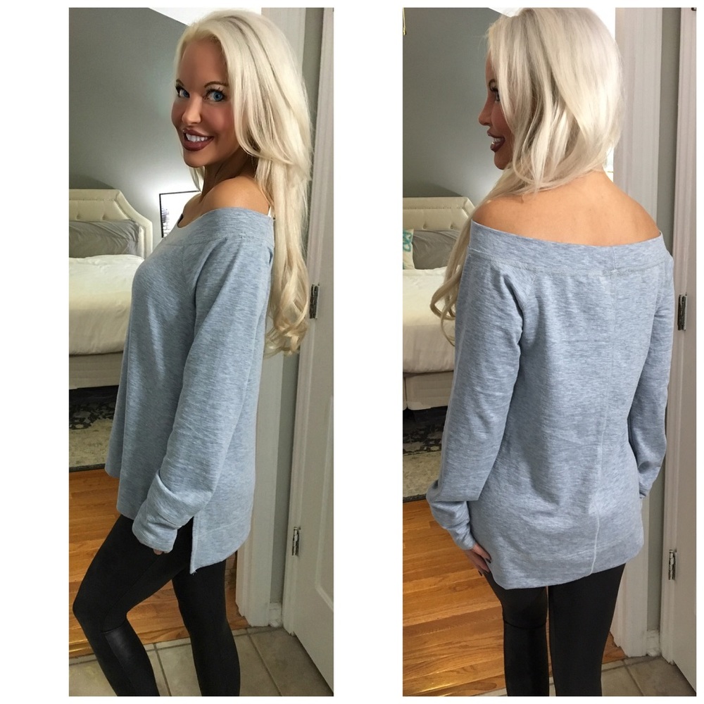 ❤️LAST 1!  Light Blue Slit Side Off Shoulder Top! - Picture 2 of 4